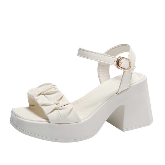 Women's Fashionable Cross Strap Heeled Sandals Trending Shoes Casual Comfortable High Heel Sandals for Daily Wear Trendy All-match Platform Slides Summer Dress Shoes No Slip Sole Cruise Vacation
