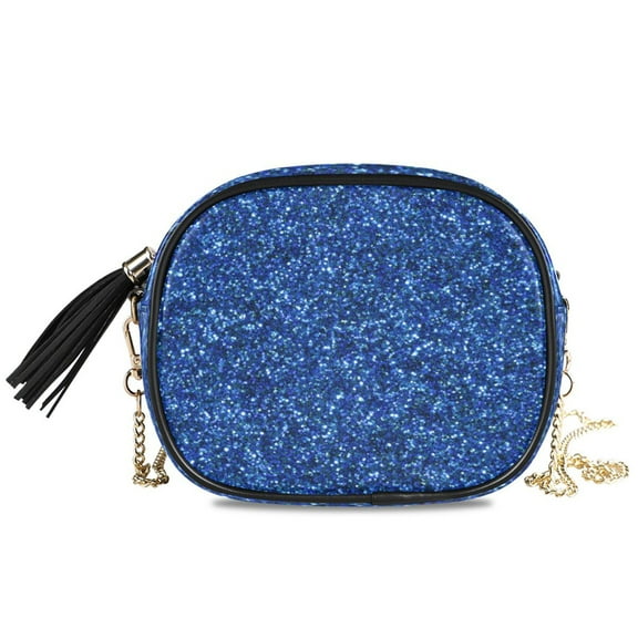 Women's Fashionable Crossbody Chain Shoulder Bag Blue Bling