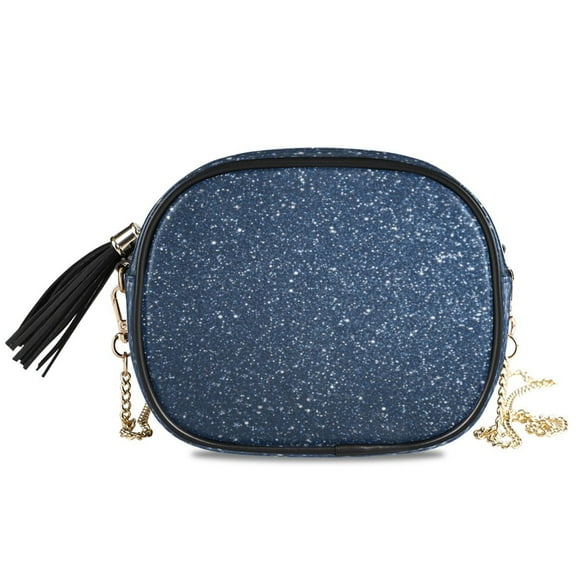 Women's Fashionable Crossbody Chain Shoulder Bag Blue Sparkling