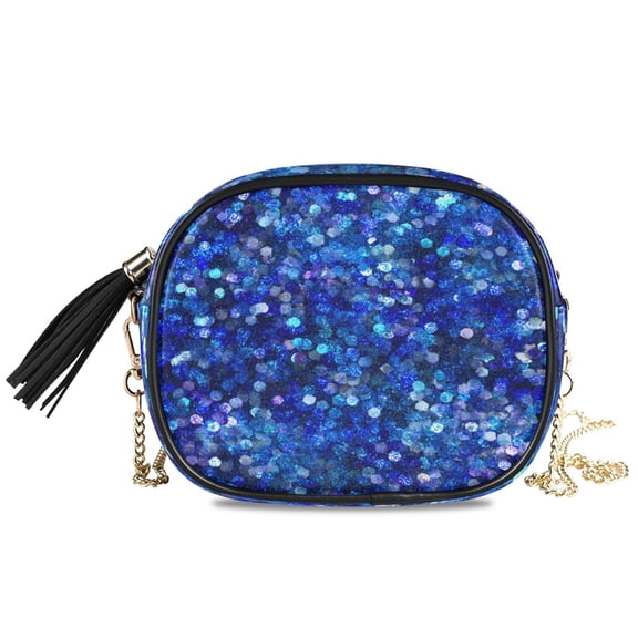 Women's Fashionable Crossbody Chain Shoulder Bag Shinning Blue
