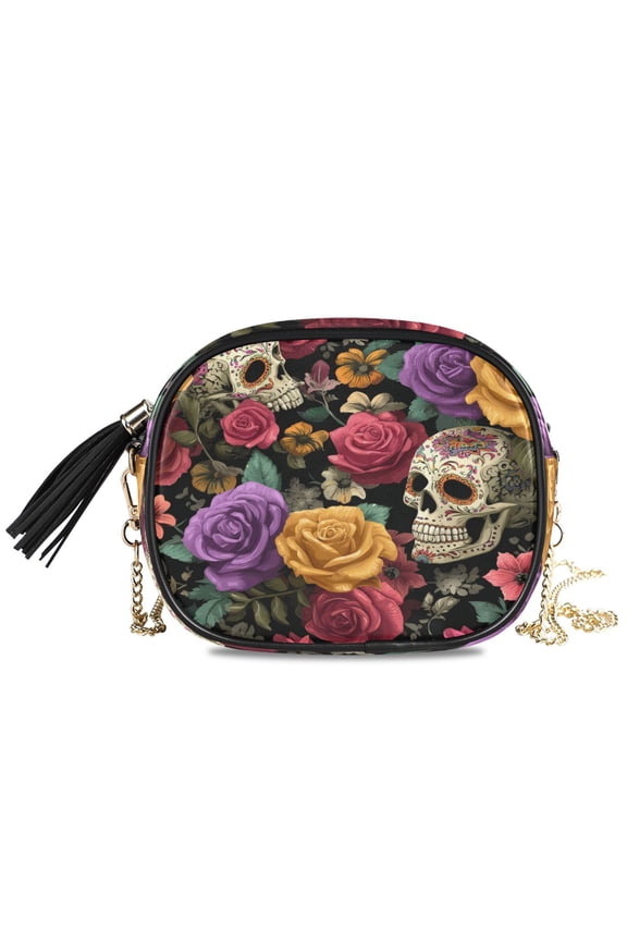 Women's Fashionable Crossbody Chain Shoulder Bag Sugar Skulls