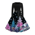 thumbnail image 1 of Women's Fashionable and Elegant Autumn and Winter Long-sleeved Round Neck Christmas Print Dress for Holiday Parties and Casual Wear, Stylish Women's Seasonal Dress,Multicolor,2XL, 1 of 4