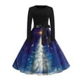 thumbnail image 1 of Women's Fashionable and Elegant Winter Long-sleeved Christmas Tree Print Dress for Holiday Parties and Casual Wear, Stylish Women's Seasonal Dress,Blue,2XL, 1 of 4