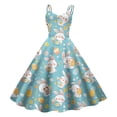 thumbnail image 1 of Women's Fashionable Hepburn Style Easter Print A-Line Halter Zipper Retro Casual Dress Sky Blue XXL, 1 of 2