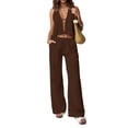 thumbnail image 1 of Women's Fashionable High-End Backless Slim Fit Sleeveless Vest And Trouser Set, Size S-2XL, 1 of 4