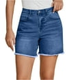 thumbnail image 1 of Women's Fashionable High Waist Stretchy Jean Bermuda Shorts for Summer, Knee Length Casual Jorts with Trendy Comfort Fit, Perfect for Everyday Stylish Casual Occasions,Dark Blue XL, 1 of 4