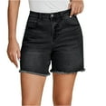 thumbnail image 1 of Women's Fashionable High Waist Stretchy Jean Bermuda Shorts for Summer, Knee Length Casual Jorts with Trendy Comfort Fit, Perfect for Everyday Stylish Casual Occasions,Black L, 1 of 4
