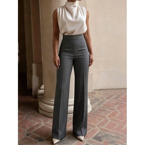 Women's Fashionable High-Waisted Flared Pants, Multiple Colors Available