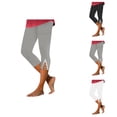 thumbnail image 1 of Women's Fashionable Lace Trimmed Tight Leggings With Elastic Waist Womens Casual Capri Pants, 1 of 8