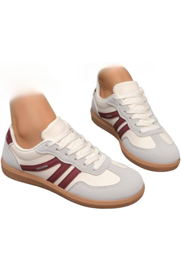 Women's Fashionable Lace Up Low Top Casual Flat Sneakers, Comfortable Sports Walking Shoes for Daily Wear, Female Round Toe Shoes