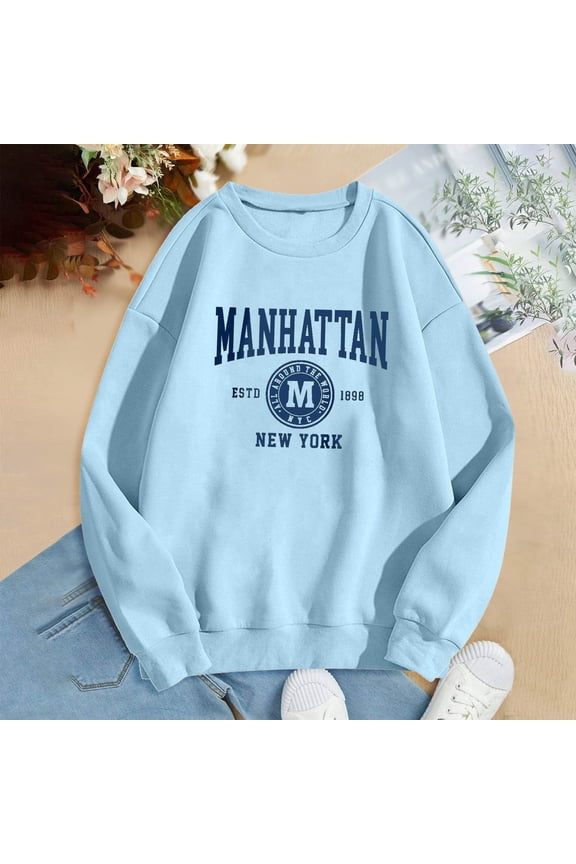 Women's Fashionable Letter Printed Round Neck Long Sleeved Casual Sports Sweatshirt Athletic Jacket Light Hoodies Ladies Cute Women Zip up Jackets Bohemian Hoodies Women Ladies Zip Sweater Fall