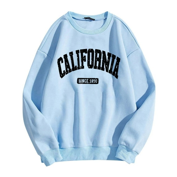 Women's Fashionable Letter Printed Round Neck Long Sleeved Casual Sports Sweatshirt (2)