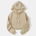thumbnail image 1 of Women's Fashionable Long-sleeved Pullover And Solid-color Hooded Sweatshirt Beige, 1 of 4
