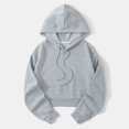 thumbnail image 1 of Women's Fashionable Long-sleeved Pullover And Solid-color Hooded Sweatshirt Gray, 1 of 4
