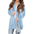 thumbnail image 1 of Women's Fashionable Loose-Fit Casual Cardigan with Christmas Print Mid-Length Coat for Holiday Outfits and Comfortable Wear,Light Blue,XL, 1 of 6