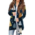 thumbnail image 1 of Women's Fashionable Loose-Fit Casual Cardigan with Christmas Print Mid-Length Coat for Holiday Outfits and Comfortable Wear,Navy,L, 1 of 6