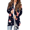 thumbnail image 1 of Women's Fashionable Loose-Fit Casual Cardigan with Christmas Print Mid-Length Coat for Holiday Outfits and Comfortable Wear,Navy,M, 1 of 7