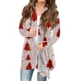 thumbnail image 1 of Women's Fashionable Loose-Fit Casual Cardigan with Christmas Print Mid-Length Coat for Holiday Outfits and Comfortable Wear,Red,M, 1 of 6