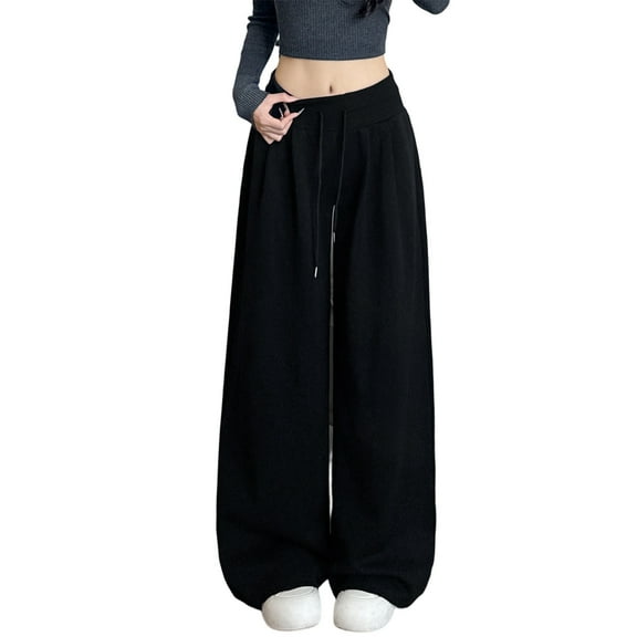 Women's Fashionable Loose Wide Leg Trousers with Long Length for Modern and Comfortable Style,Black,S