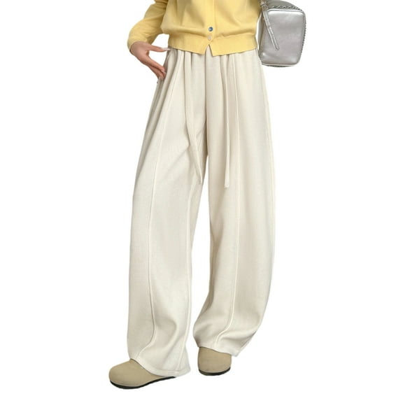 Women's Fashionable Loose Wide-Leg Trousers with Long Length for Stylish and Relaxed Activities,Beige,S
