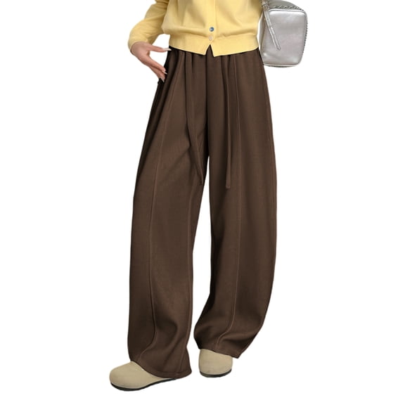Women's Fashionable Loose Wide-Leg Trousers with Long Length for Stylish and Relaxed Activities,Coffee,S