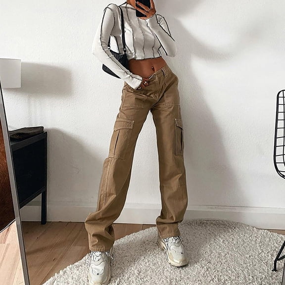 Women's Fashionable Pocketed Workwear Straight Leg Jeans High Waist And Comfortable Tall Woman Clothes Jean Pants for Women High Waist Size 20 Pants Women Jean Overalls for Women Pants Relativity