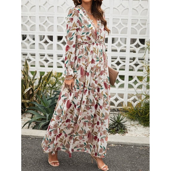 Women's Fashionable Printed Elegant Long Beach Vacation Dress