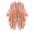 thumbnail image 1 of Women's Fashionable Retro Style Vintage Pattern Tassel Poncho Shawl Cape (Series1-pink), 1 of 6