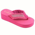 thumbnail image 1 of Women's Fashionable Rhinestone Fringe Decor Flip Flops Wedge Sandals Platform Flip Flop Toe Post Design Slippers, 1 of 2