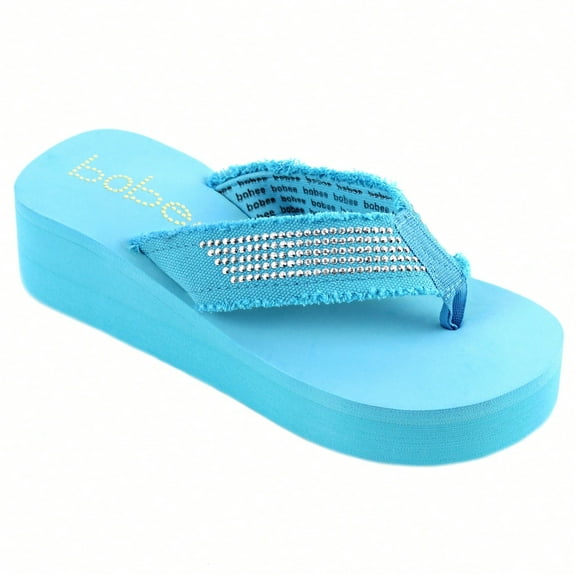Women's Fashionable Rhinestone Fringe Decor Flip Flops Wedge Sandals Platform Flip Flop Toe Post Design Slippers