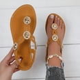 thumbnail image 1 of Women's Fashionable Round Toe Open Toe Sandals-Comfortable Flat Roman Rhinestone Beach Slippers Orange 43, 1 of 8