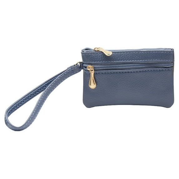 Women's Fashionable Small Pu Coin Storage Bag With Double Zippers And Solid Color, Lightweight And Compact Design Ideal For Holding Change And Cards