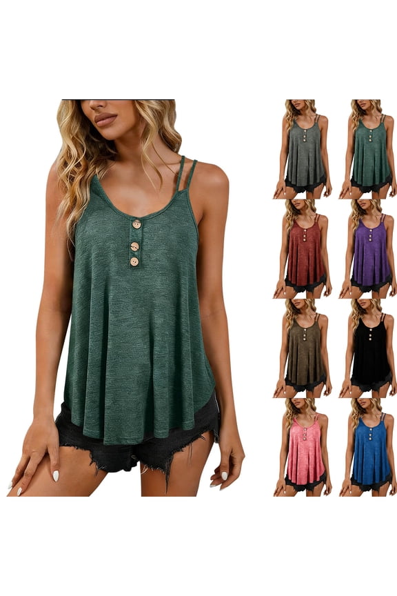 Women's Fashionable Solid Color Round Neck Camisole Pleated Shaping Top Bodycon Fit Breathable Summer Vacation | CSEONE,Brown L