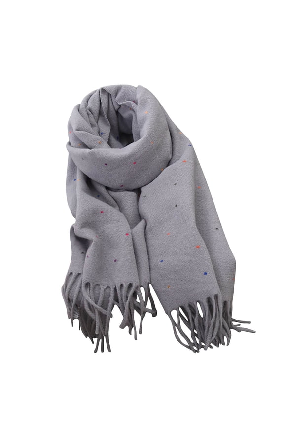 Women's Fashionable Solid Color Tassels Soft Friendly Scarf