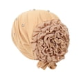thumbnail image 1 of Women's Fashionable Solid Striped Bow Headscarf Ladies Winter Knit Set, Khaki, 1 of 2