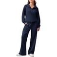 thumbnail image 1 of Women's Fashionable Sports Casual Two-piece Suit, for Winter Training and Stylish Outings,Navy,L, 1 of 4