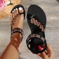 thumbnail image 1 of Women's Fashionable Spring Summer Bohemian Flat Sandals-Round Toe Open Toe Elastic Back Black 43, 1 of 9