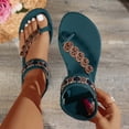 thumbnail image 1 of Women's Fashionable Spring Summer Bohemian Flat Sandals-Round Toe Open Toe Elastic Back Blue 37, 1 of 9