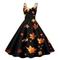 thumbnail image 1 of Women's Fashionable Thanksgiving Printed Strap Zipper Casual Retro Long Dress (5), 1 of 2