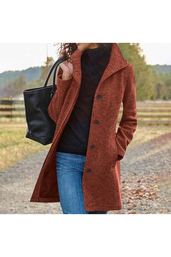 Women's Fashionable Thicken Wool Stand Collar Inner Lining Pockets Jacket Coat​​