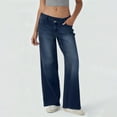 thumbnail image 1 of Women's Fashionable Versatile Asymmetric Low Waist Loose-Fit Casual Jeans, Denim Pants for Women, Trendy Wear,Dark Blue,S, 1 of 7