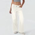 thumbnail image 1 of Women's Fashionable Versatile Asymmetric Low Waist Loose-Fit Casual Jeans, Denim Pants for Women, Trendy Wear,White,2XL, 1 of 7