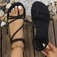 thumbnail image 1 of Women's Fashionable Versatile Breathable Flat Sandals-Solid Color Round Toe Open Toe Soft Sole Black 37, 1 of 8