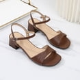 thumbnail image 1 of Women's Fashionable Versatile Soft Leather Sandals-Plus Size Soft Sole Buckle Comfortable Slippers Brown 44, 1 of 9