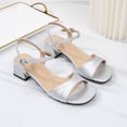 thumbnail image 1 of Women's Fashionable Versatile Soft Leather Sandals-Plus Size Soft Sole Buckle Comfortable Slippers Silver 42, 1 of 9
