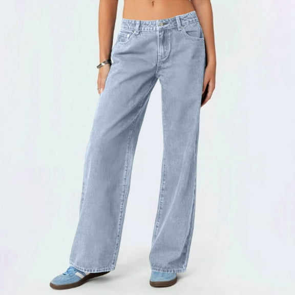 Women's Fashionable Versatile Tall Enhancing High Waisted Wide Leg Jeans, Flare Denim Pants for Women, Long Length Stretch Jeans, Retro Style,Light Blue,M