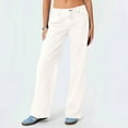 thumbnail image 1 of Women's Fashionable Versatile Tall Enhancing High Waisted Wide Leg Jeans, Flare Denim Pants for Women, Long Length Stretch Jeans, Retro Style,White,L, 1 of 6