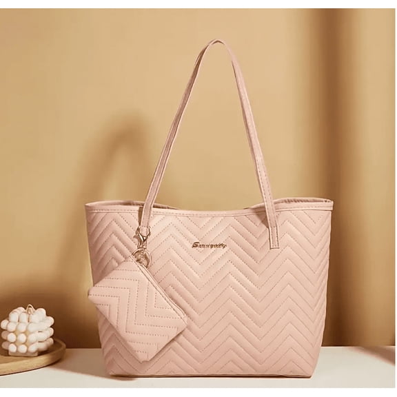 Women's Fashionable Wave Pattern Diamond Plaid Embroidered Shoulder Bag