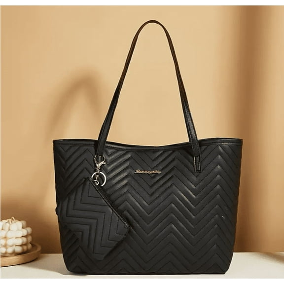 Women's Fashionable Wave Pattern Diamond Plaid Embroidered Shoulder Bag