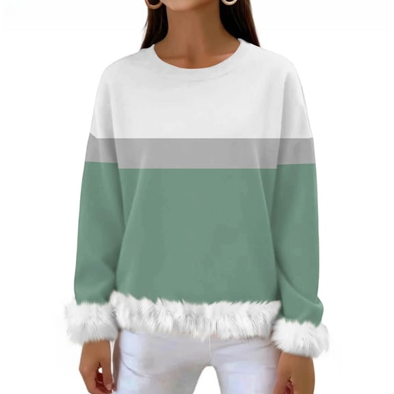 Women's Fashionable and Casual Long Sleeve Printed Pullover Sweatshirt for Everyday Comfort and Stylish Looks,Green,S